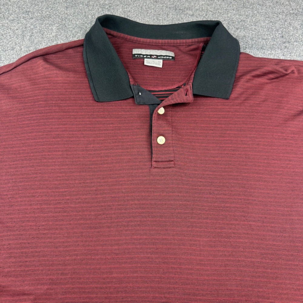 Vtg Nike Tiger Woods Yin Yang Polo Mens XL Red Stripe Golf Shirt Y2K 90s